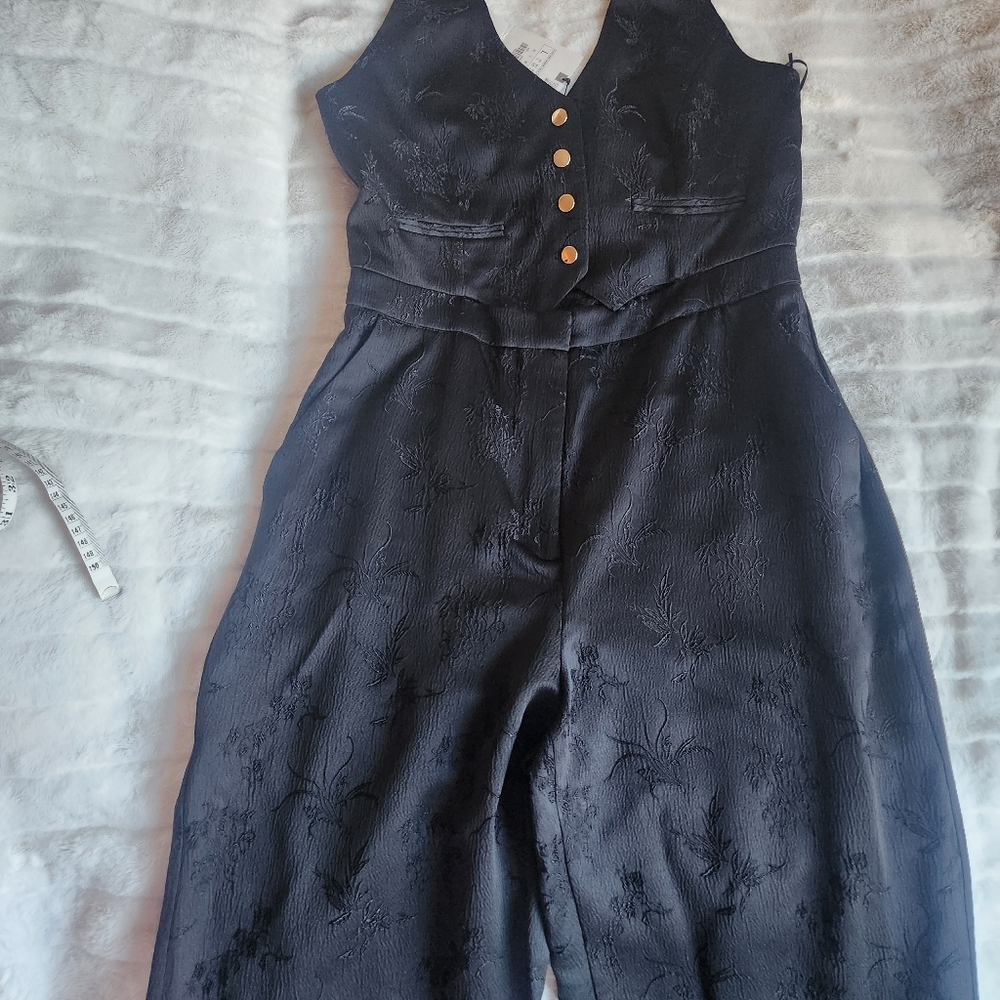 Zara jacquard vest jumpsuit/ vest halter jumpsuit black sz L BNWT - Picture 10 of 11